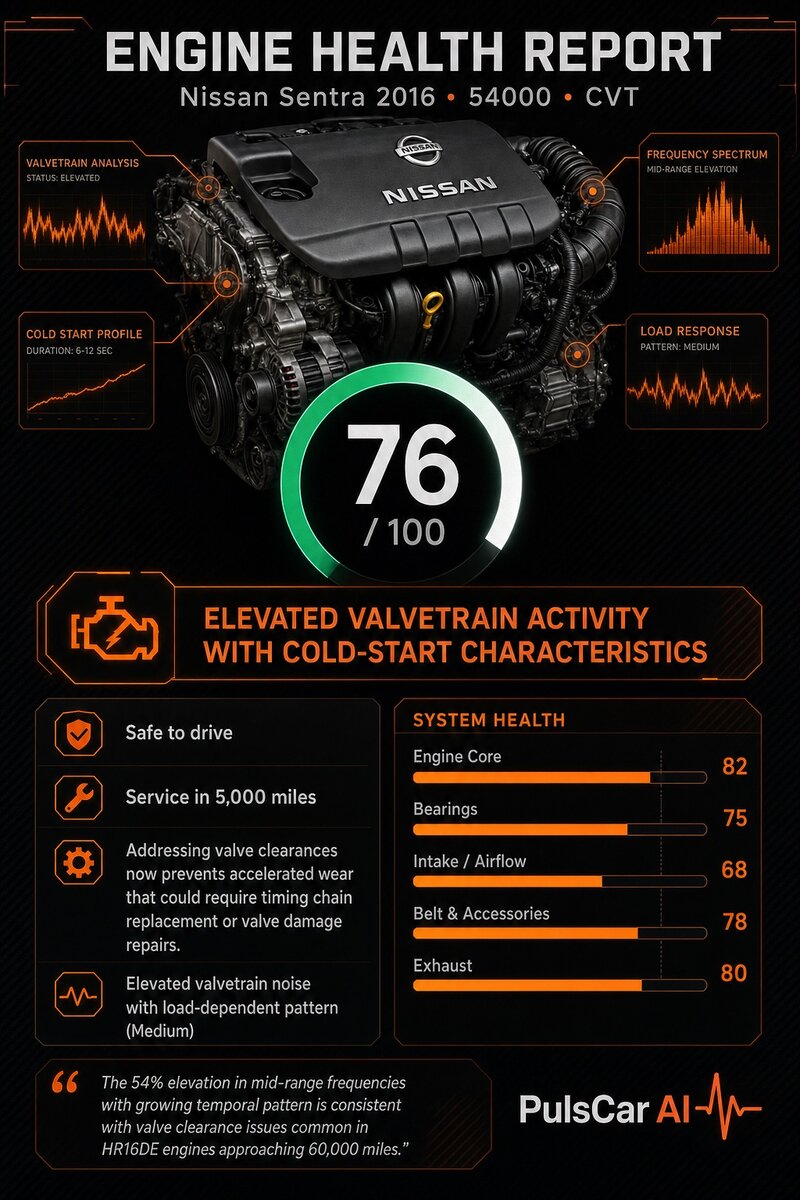 Pulscar Engine Health Report — valvetrain analysis